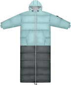 Thermotuff Wearable Sleeping Bag with Dual Hoodie, Long Sleeves, Pockets & Adjustable Drawstring - Ideal for Camping, Cold Weather Hiking, and Stadium Sak Blanket