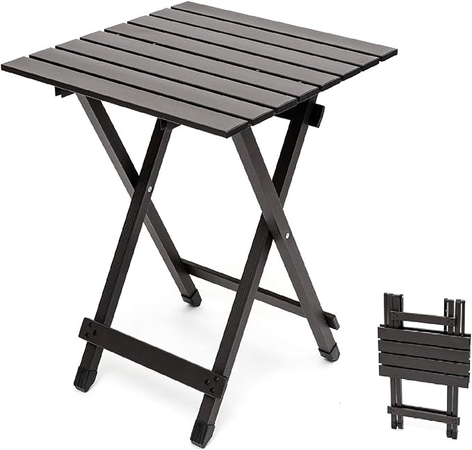 SUNNYFEEL Folding Camping Table - Lightweight Aluminum Portable Picnic Table, 18.5x18.5x24.5 Inch for Cooking, Beach, Hiking, Travel, Fishing, BBQ, Indoor Outdoor Small Foldable Camp Tables