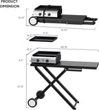 Bonnlo Foldable Flat Top Grill with 2 Burner, Powerful 20,000 BTU Propane Gas Grills with Ignition, Enamel Griddle, Side Shelf & Portable Cart with Wheels for Outdoor Camping Hibachi Grill Use