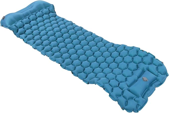 Camping Sleeping Pad Mat, Lightweight Inflatable Mattress, Sturdy 40D Nylon Fabric, TPU Laminate, for Tent Hiking Travel, Foldable Compact, Comfortable 3D Design (Peacock Blue)