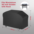 iCOVER 5482 Griddle Cover for Blackstone 36 inch Griddles with Hood, Waterproof Lightweight Polyester Barbecue Covers with Air Vent& Drawstring Flat Top Gas Grills Protection