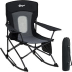 Portal Outdoor Rocking Chair Camping Folding Portable Rocker with Cup Holder Side Pocket Carry Bag, Support 350LBS (Mesh Black)