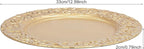 150 Pcs 13 Inch Gold Charger Plates, Bulk PP Wedding Chargers with Floral Reef Design Decorative Round Ruffled Rim Dinner Plates for Wedding Party Event Table Setting Decoration