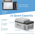 Alpicool C20 portable compressor fridge freezer 21Quart(20Liter) for car and home - 12V/24V DC and 110V AC