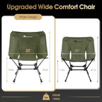 MOON LENCE Portable Camping Chair Plus, Larger & Roomier, Compact and Lightweight Still, Folding Chair for Backpacking & Hiking, 330Lbs Capacity (Moss Green)