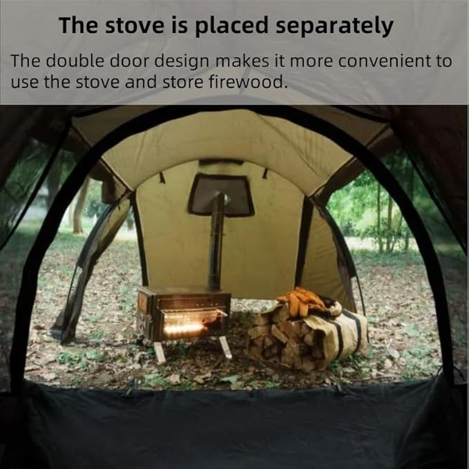 Hot Tent with Stove Jack – 4 Season Waterproof & Windproof Shelter for 1–4 People, Lightweight for Camping, Hiking, Hunting & Fishing