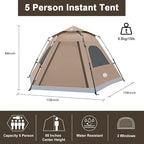 ADSMART Instant Tents for Camping 2/3/4/5 Person Tent Waterproof Easy Setup Sets Up Backpacking Tents with Carry Bag for Outdoor Hiking