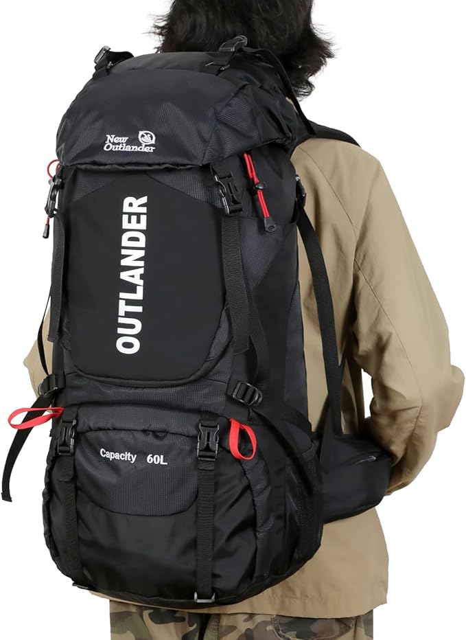 Hiking Backpack Camping Light Travel Backpack for Men Women with Shoe Compartment Rain Cover Can Hang Water Bag Green Blue Black Optional for Hiking Camping Traveling 60L Capacity