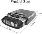SUNREI 1800 mAh Rechargeable 300 Lumen LED Headlamp with Motion Sensor, 5 Light Modes, 120° Rotatable Clip-On Hat Light with Headband, Type-C Port, Ideal for Running, Camping, Hiking, and Work