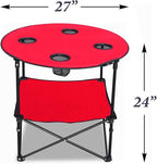 Etna Portable Camping Table Folding Camp 28 Inch Foldable Beach Outdoor with Cup Holders & Carry Bag for Camping, Beach, Backpacking, Tailgating, Patio, RV - Red (5075-RED)