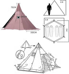 Hot Teepee Tents for Outdoor Backpacking Camping Hiking Pyramid Tent Double Layers Camping Indian Tent, White, 160X240CM