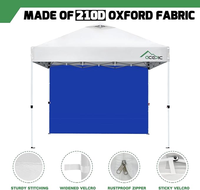 Sidewalls for 10x10 Pop Up Canopy, 210D Polyester Waterproof Canopy Sidewalls with UV Protection, Sunwall Only (Cosmic Blue, 10 * 10ft 3PCS)