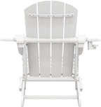 SERWALL Adirondack Chair with Cup Holders - Composite Adirondack Chairs Set of 8 HDPE Outdoor Chairs All Weather Use- White
