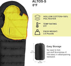 KAMPKEEPER Mummy Sleeping Bag, Cold Weather Camping Sleeping Bag, 32℉ 3-4 Seasons Adults Sleeping Bag, Non-Snag Zipper with Adjustable Hood for Backpacking, Hiking