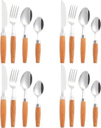 Cutlery Set Japanese Flatware Sets Cutlery Sets Stainless Steel Wood Handle Knife Fork Spoon Mixed Cutlery Sets Western Tableware Dinnerware Cutlery Set Camping Travel Picnic Flatware Supplies