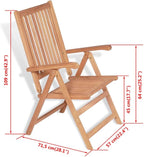 Reclining Patio Chairs 2 pcs,Bistro Table and Chairs Outdoor,Portable Camping Chair,Lawn Chair,Garden Chair,7 Reclining Positions,for Yard, Balcony, Porch, Solid Teak Wood