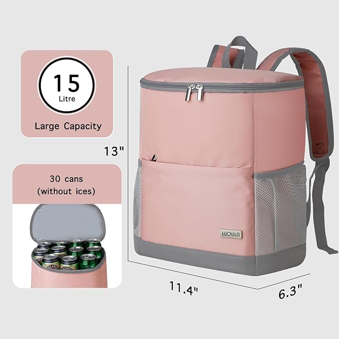 Insulated Cooler Backpack Outdoor - Leak Proof Backpack Cooler 30 Cans, Waterproof Lightweight Cooler Bag for 12h Hot/Cold Retention - Soft Cooler for Travel, Camping, Beach, Lunch