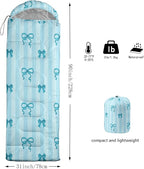Colorful Bow Sleeping Bag, 3 Season Warm Cool Weather, Hand Drawn Bow Camping Sleeping Bag for Adult, Cute Bowknot Camping Backpacking for Outdoor Traveling Hiking Hunting Gear Equipment