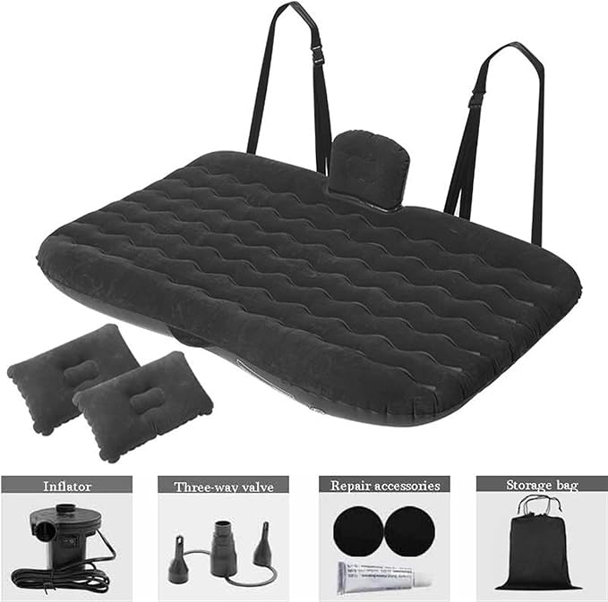Inflatable Mattress, Car Camping Mattress, SUV Inflatable Mattress, Outdoor Travel Sleeping Pad, Anti-Noise Inflatable Mattress (Black)