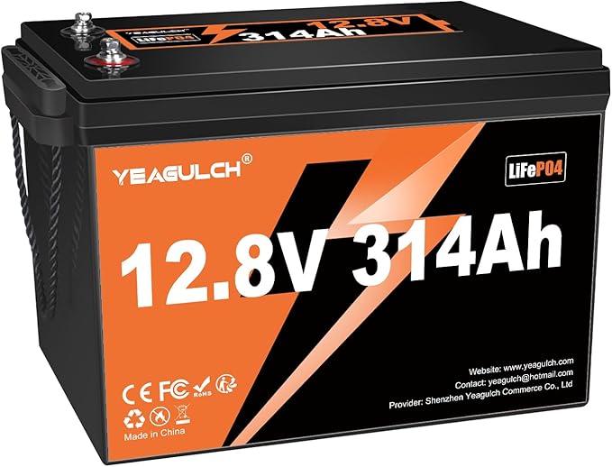 12V 314Ah LiFePO4 Lithium Battery 4019Wh 15000+ Deep Cycle Low Temp Cut-Off Rechargeable RV Battery Perfect for Off Grid Applications Camping Marine Boat Solar System