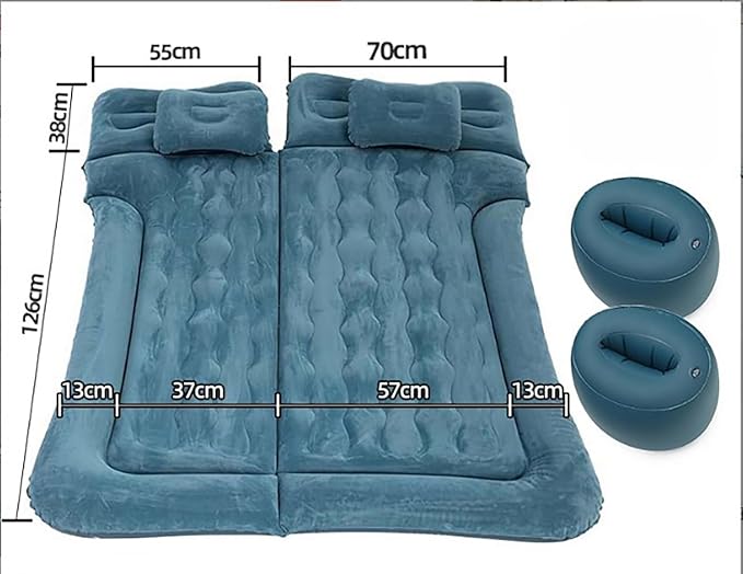 Car Air Mattress for Tesla Model X 7-Seats 2015-2023, Trunk Rear Seat Inflatable Thickened Flocking Travel Camping Bed, Air Pump 2 Pillows,Dark Green