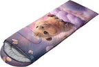 AILONEN Kawaii Panda Sleeping Bags,Lightweight & Waterproof,3 Season Warm & Cool Weather,Dreamy Purple Flower Animal Themed Sleeping Bags for Boys,Girls,Kids,Adults Travelling,Outdoors