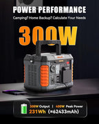 BALDR Portable Power Station 300W 231Wh Power Bank with 100W Two-Way Fast Charging 2Hr to 80% 120V Pure Sine Wave AC Outlet Solar-Ready for Camping and Emergencies. (Solar Panel Optional)