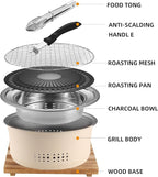 SANQIAHOME Stainless Steel Charcoal Portable Barbecue Grill, 10.5 Inches Non-Stick,Round,Barbecue or Hot Pot, Boiling Water,Charcoal Stove for Home Party Outdoor Camping
