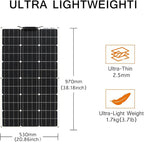 600W 12V Flexible Solar Panel 6Pieces 100W Waterproof Monocrystalline Lightweight Solar Panel for RV, Boat, Cabin, Roof,Marine,Trailer, Van,Battery Charge