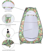 Pop Up Camping Shower Tent, Waterproof Privacy Tent for Portable Toilet, Shower and Changing Room for Outdoors, Rain Shelter with Window & Utility Accessories - Sturdy and Easy Fold (Camouflage)
