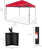 Best Choice Products 10x10ft Pop Up Canopy Tent, Outdoor Shade, 1 Person 1 Minute Set Up, Carry Case, 4 Weight Bags - Red
