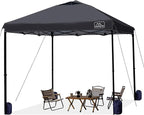 KAMPKEEPER 10x10 Pop Up Commercial Canopy Tent - Waterproof & Portable Outdoor Shade with Adjustable Legs, Air Vent, Carry Bag & Sandbags(Black)