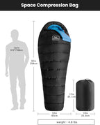 KAMPKEEPER Mummy Sleeping Bag, Cold Weather Camping Sleeping Bag, 32℉ 3-4 Seasons Adults Sleeping Bag, Non-Snag Zipper with Adjustable Hood for Backpacking, Hiking