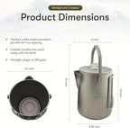 Valtcan Titanium Percolator Coffee Maker World's First Full Titanium, 6-Cup 1.5L, 395g Ultralight, No Metallic Taste, CNC Filter, Glass Brew Viewer, Campfire & Stovetop, Grade 1 Ti, Carry Case