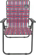 MOUNTAIN SUMMIT GEAR Retro Webbed Camping Chair - Lightweight, Foldable, Durable Steel Frame, 300lb Capacity, Vintage Stripes by Caddis Sports (4, Red/Blue)