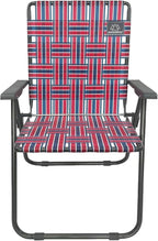 MOUNTAIN SUMMIT GEAR Retro Webbed Camping Chair - Lightweight, Foldable, Durable Steel Frame, 300lb Capacity, Vintage Stripes by Caddis Sports (4, Red/Blue)