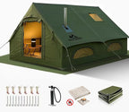 Inflatable Camping Tents 8-10 Person,129 Square Feets Large Inflatable Camping Tent with Stove Jack,Blow up Tent with Mesh Windows & Pump