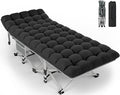 ZENPETIO Camping Cot for Adults, Heavy-Duty Portable Cot Bed with Mattress, Foldable Padded Sleeping Cots for Camping Travel Tent Day Bed Outdoor & Home Guest, Max Load 500 LBS, 75x28x15”