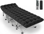 ZENPETIO Camping Cot for Adults, Heavy-Duty Portable Cot Bed with Mattress, Foldable Padded Sleeping Cots for Camping Travel Tent Day Bed Outdoor & Home Guest, Max Load 500 LBS, 75x28x15”