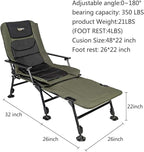 VINGLI Heavy Duty Fishing Chair with Footrest Support 440 LBS, Oversized Camping Chairs with 160° Adjustable High Back, Beach Chair for Outdoors/Yard/Forest