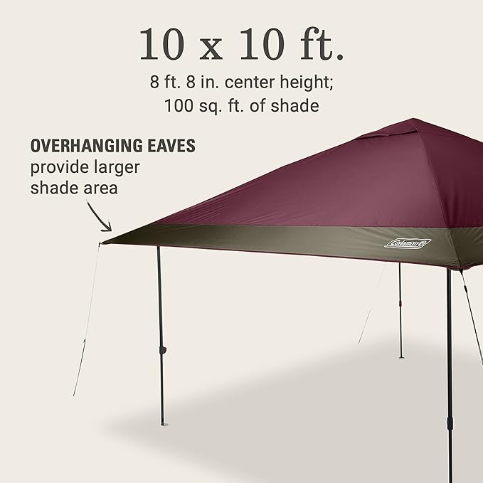 Coleman Oasis Instant Pop-Up Canopy Tent with Side Wall Attachment, Portable Shelter with Easy Setup & Takedown, Wheeled Carry Bag Included, 10x10/13x13ft Sizes