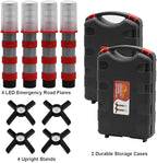 Twinkle Star Emergency Roadside Flares Kit LED Safety Strobe Road Warning Light Highway Beacon Alert Flare with Magnetic Base, Detachable Stand, Solid Storage Case (Set of 4)