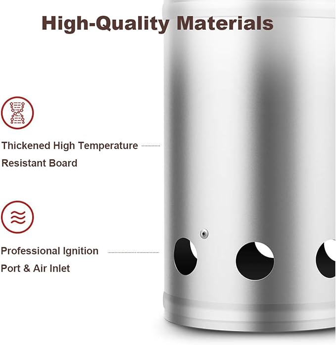 BEAU JARDIN Charcoal Chimney Starter 11"X7" Grill Barbecue BBQ Galvanized Steel Chimney Lighter Basket Outdoor Cooking Quick Rapid Fire Briquette Starters Can Canister for Grilling Camping Accessories