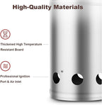 BEAU JARDIN Charcoal Chimney Starter 11"X7" Grill Barbecue BBQ Galvanized Steel Chimney Lighter Basket Outdoor Cooking Quick Rapid Fire Briquette Starters Can Canister for Grilling Camping Accessories