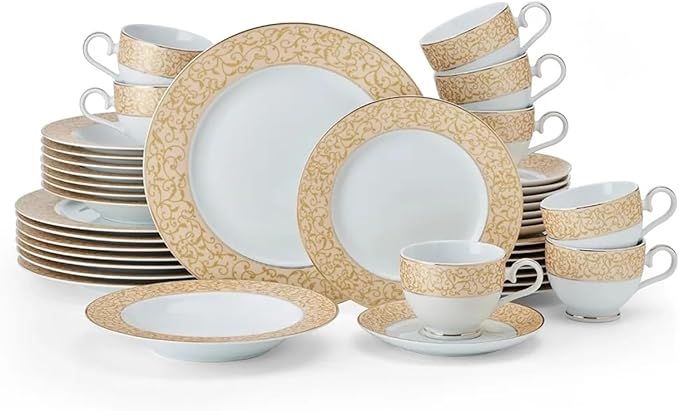 40-Piece Dinnerware Set Plate Set Plates Dinner Sets Kitchen Tableware Ceramic Dishes to Eat Food Dining