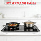 Double Burner Electric Hot Plate, 1800W Cast Iron Heating with Adjustable Temperature Control, Stainless Steel Body for Home, Dorm & Commercial Use
