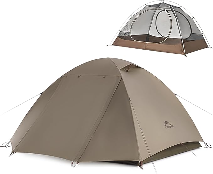 Naturehike Cloud River Tent [2025 Upgrade] - 2-3 Person Lightweight Backpacking Tent, Black Coating for Sun Protection, Windproof & Rainproof, Easy Setup for Camping Hiking Travel, Double Layer Tent