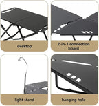 Outdoor Portable Folding Carbon Steel Camping Table, Suitable for Camping, Barbecue, Picnic, RV, Outdoor Cooking, Travel - Single or Set (Black Single, Inch, 3.1, Inch, 19.7, Inch, 15.5)