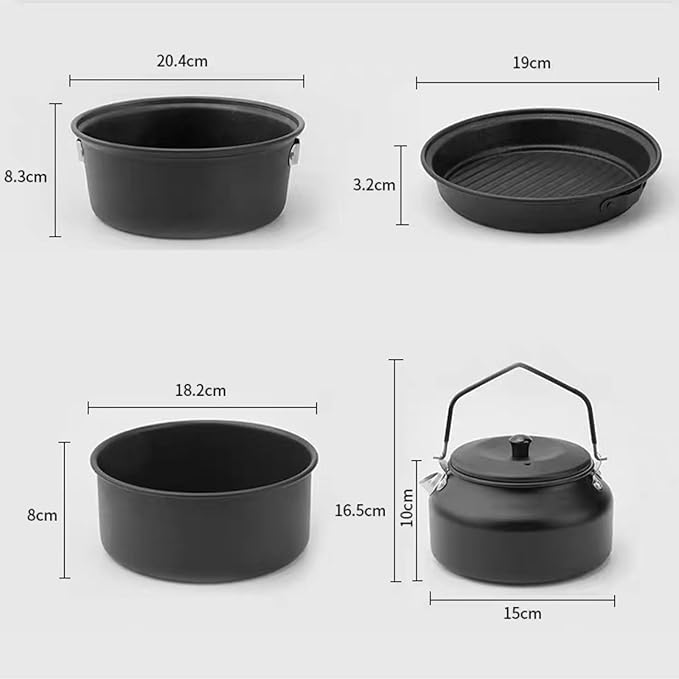 Camping Campfire Utensils, Non-Stick Coating Portable Camping Frying Pan Pot Outdoor Picnic Tableware Set Backpacking Gear