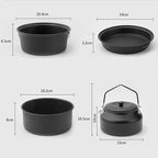 Camping Campfire Utensils, Non-Stick Coating Portable Camping Frying Pan Pot Outdoor Picnic Tableware Set Backpacking Gear